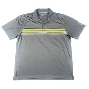 Bermuda Sands Charcoal Gray Yellow Golf Polo Large Striped Wick Away Technology